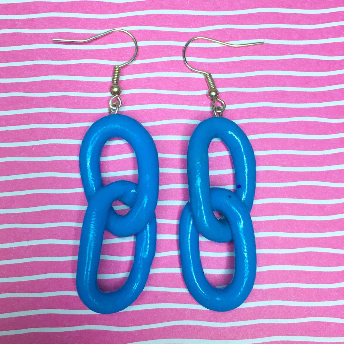 Blue chain link dangle earrings Etsy