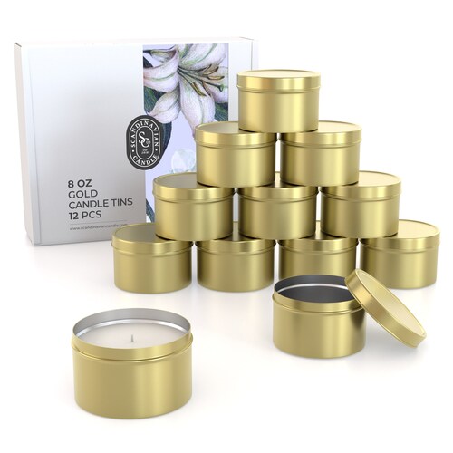 Gold Candle Tins With Lids for Candle Making 12 PCS of 8 Oz Etsy