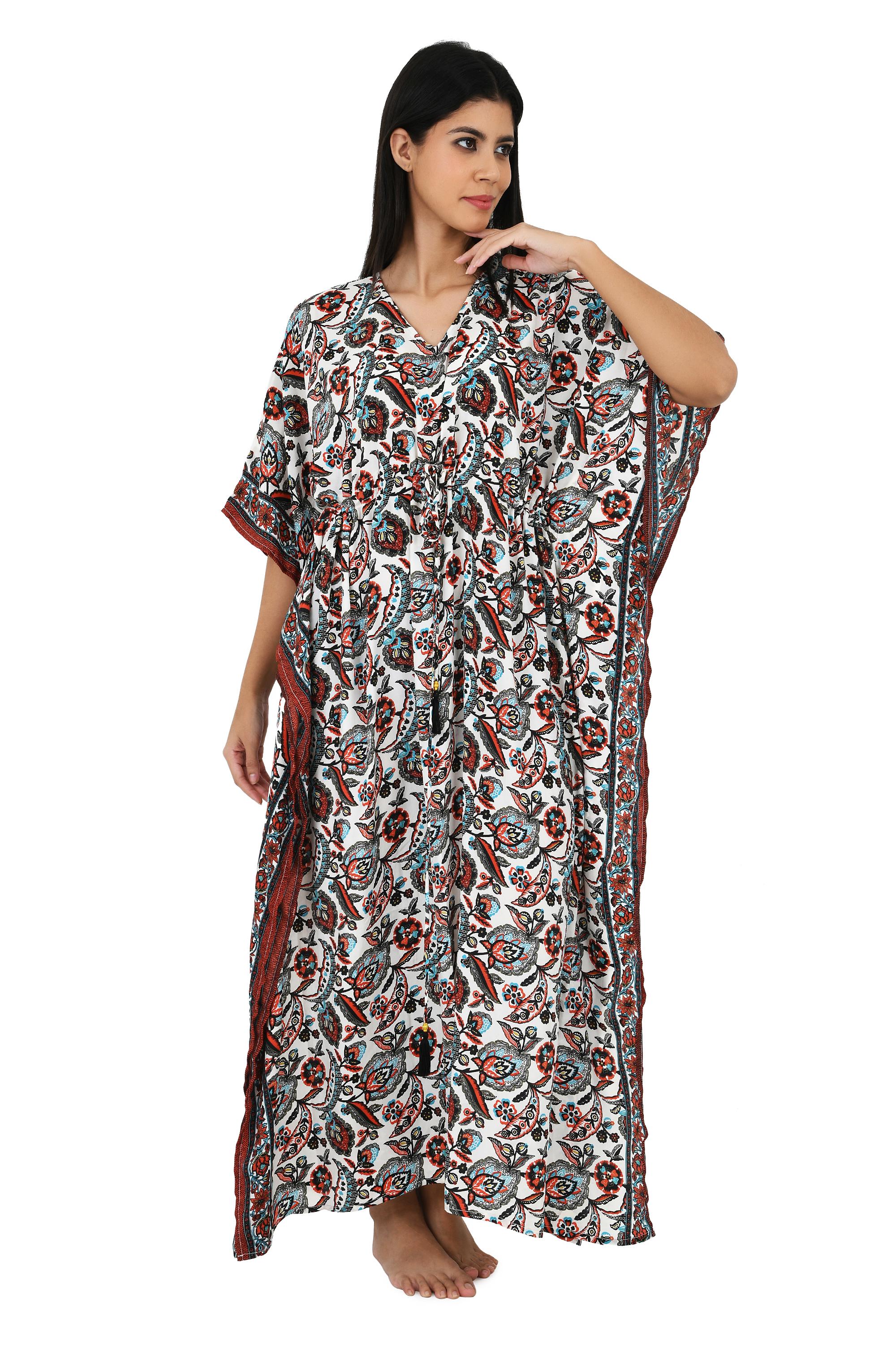 Abito Caftano In Seta Boho: Elegante Copricostume Da Spiaggia, Vestaglia Taglie Forti - Italia - Foto 2