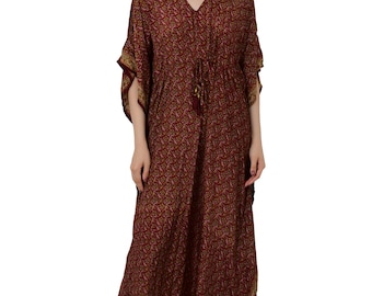 Silk Blend Caftan Maxi Dress: Luxury Lounge Gown, Plus Size Beachwear