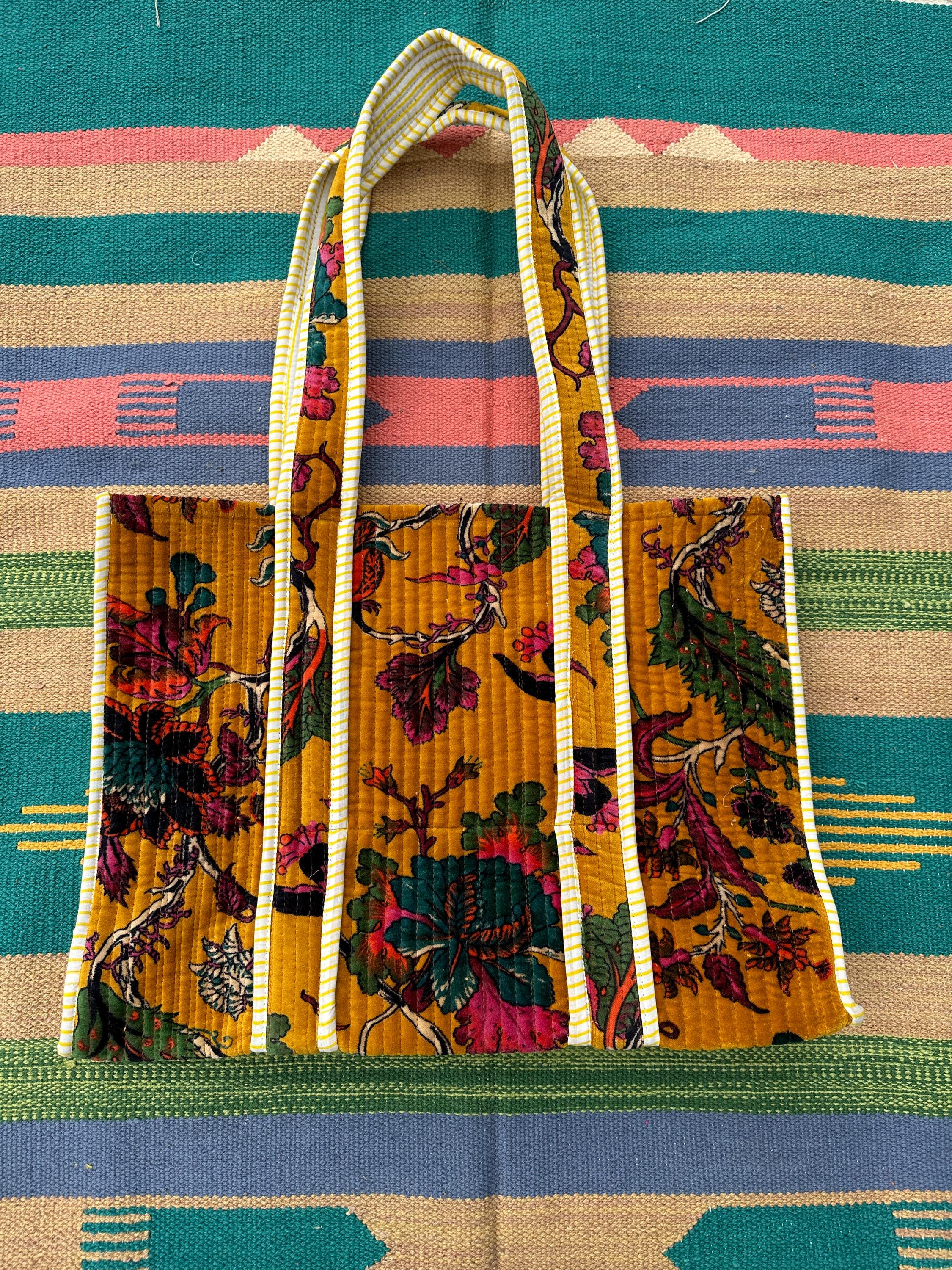 Borsa Tote Reversibile In Cotone Trapuntato Eco-friendly - Grande Shopping E Spiaggia Rosa Floreale