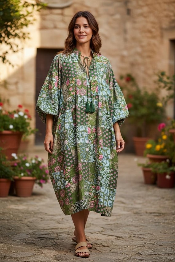 green patchwork dress Violet Dress - Green Patchwork XL main image 0