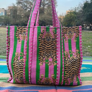 Boho Tragetasche Extra Große Wende-Gesteppte Baumwolle | Strand Schulter Wochenende Tasche Brautjungfer Reise-Accessoires, robuste Einkaufstasche