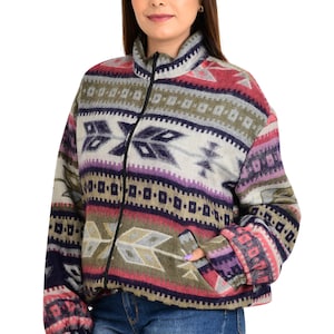 Yak Wool Blend Aztec Jacket: Handwoven Geometric Kimono Sweater