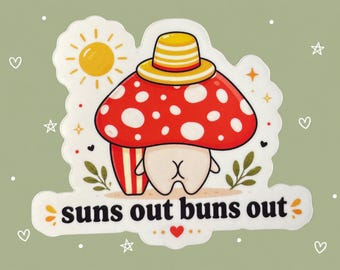 Shop Closing - COTTAGECORE MUSHROOM STICKER - Beach Humor, Waterproof Vinyl Decal