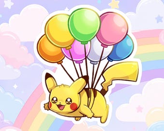Shop Closing - PIKCAHU BALLOON STICKER - Waterproof, Scratch Resistant, 3" Decal