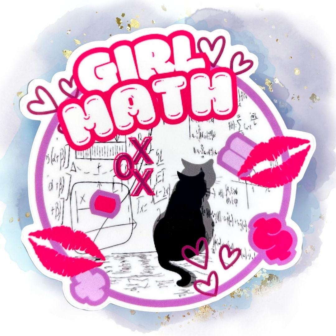 Funny Girl Math Vinyl Sticker Pack for Laptop or Water Bottle, Cat Meme ...