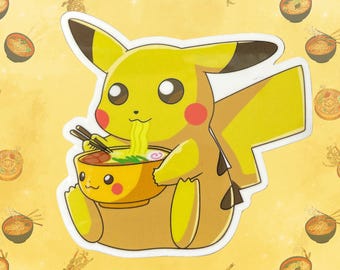 Shop Closing - HUNGRY PIKACHU STICKER - 3" Waterproof Chibi Pokémon Vinyl Decal