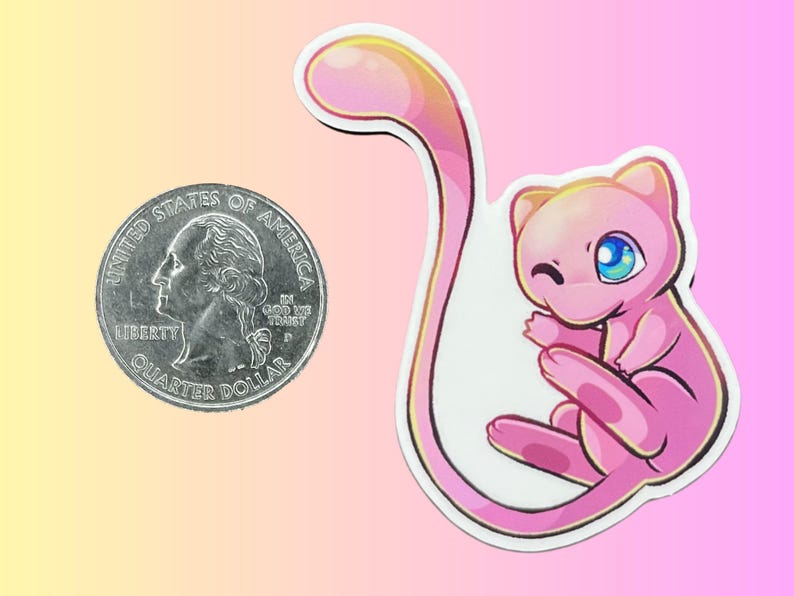Shop Closing - MEW & SHINY MEW Sticker Set - Pokémon Vinyl Decal for Water Bottle or Laptop image 5