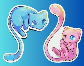 Shop Closing - MEW & SHINY MEW Sticker Set - Pokémon Vinyl Decal for Water Bottle or Laptop