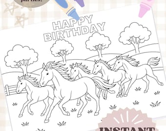 Horse Coloring Page: Galloping Pony Printable (Digital Download)