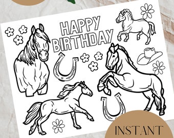 Horse Colouring, Coloring, Printable, Digital Download, Birthday , Pony, Party Game,