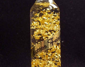 Goldfläschchen, Echtes Gold, Deko Flasche, Goldflocken in Glasflasche, Goldflimmer, Wertanlage, Reichtumsecke