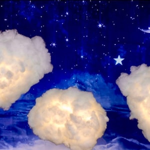 Night Sky, Cloud, 15x12x10, LED lights, Hanging cloud with lights