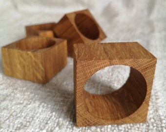 Oak wood napkin rings