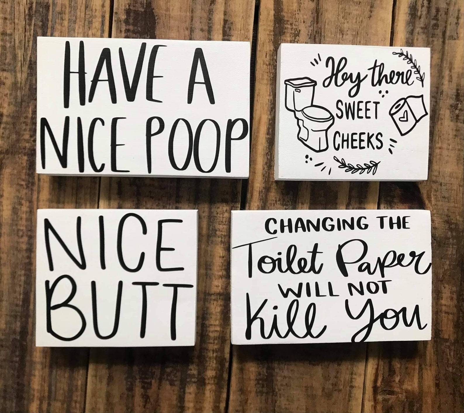 Bathroom signs mini funny cute bathroom decor shelf Etsy