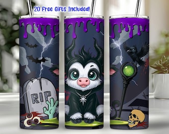 Villain 20oz Skinny Tumbler Png, Villain Halloween Tumbler Png, Highland Cow Villain Wrap Png, Villain Character Wrap Png, Commercial Use