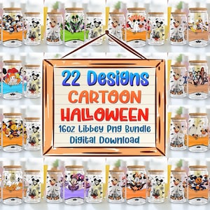 22 Halloween Vibes 16oz Libbey Glass Can Png, Cartoon Characters Tumbler Png, Halloween Libbey Glass Can Png, Cartoon Movies Wrap Png