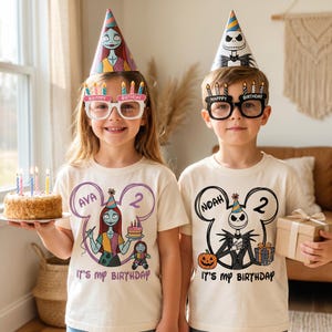 Personalized Jack Skellington Birthday Shirt, Custom Disney Birthday Shirt, Disney Matching Shirt, Disney Cartoon Birthday Gift for Kids afbeelding 7