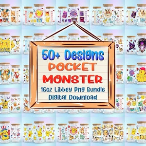 50+ Pocket Monster 16oz Libbey Glass Can Png, Cartoon Characters Tumbler Png, Cartoon Movies Libbey Glass Can Png, Cartoon Wrap Png