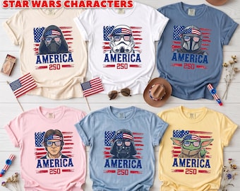 Personalized Star Wars 4th of July Shirt, Custom Space Wars America 250th Shirt, Disney American Flag Shirt, Independence Day Matching Tee