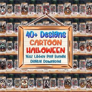 40+ Halloween Vibes 16oz Libbey Glass Can Png, Cartoon Characters Tumbler Png, Halloween Libbey Glass Can Png, Cartoon Movies Wrap Png