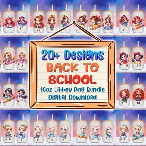 20+ Lattina di vetro Libbey "Princess Back To School" da 16 once PNG, Bicchiere "100 giorni di scuola" PNG, Lattina di vetro Libbey "Primo giorno di scuola" PNG, Cartone animato PNG