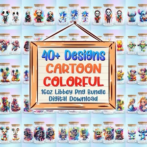 40+ Cartoon Colorful 16oz Libbey Glass Can Png, Cartoon Characters Tumbler Png, Cartoon Libbey Wrap Png, Cartoon Movies Png, Commercial Use