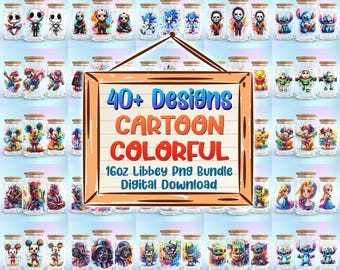 40+ Cartoon kleurrijke 16oz Libbey glazen blikjes PNG, Cartoon personages Tumbler PNG, Cartoon Libbey Wrap PNG, Cartoon films PNG, Commercieel gebruik