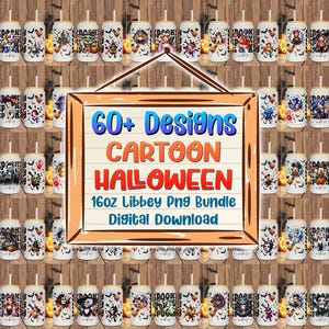 60+ Halloween Vibes 16oz Libbey Glass Can Png, Cartoon Characters Tumbler Png, Halloween Libbey Glass Can Png, Cartoon Movies Wrap Png