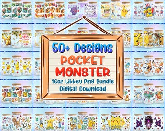 50+ Pocket Monster 16oz Libbey Glass Can Png, Cartoon Characters Tumbler Png, Cartoon Movies Libbey Glass Can Png, Cartoon Wrap Png