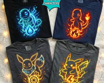 Neon Poke Game Shirt, Retro Poke Game 2026 Shirt, Vintage Poke Monsters Shirt, Video Game Family Matching Tee, Poke Monsters Shirt, Kid Gift