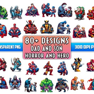 80+ Dad And Son PNG Bundle, Horror Characters PNG Bundle, Hero Characters Png, Cartoon Movies Png, Digital Download, Commercial Use