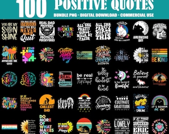Inspirational Quotes PNG, Good Vibes Bundle PNG, Motivational Png Bundle, Mental Health Png, Positive Quotes Png, Commercial Use