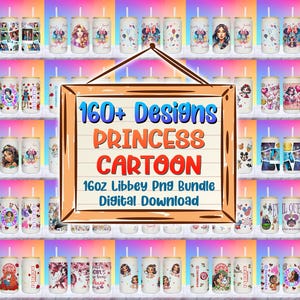 160+ Principesse Cartoon 16oz Lattina di Vetro Libbey PNG, Tumbler con Personaggi Principesse PNG, Lattina di Vetro Libbey con Film Principesse PNG, Wrap Principessa PNG