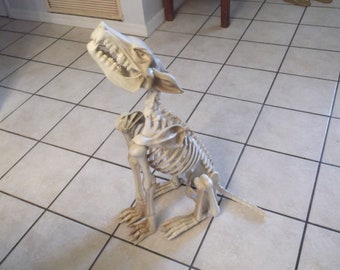 Animated Howling Skeleton Wolf Halloween Prop