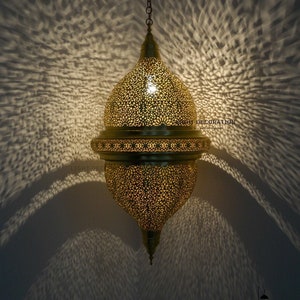 Moroccan Hanging Pendant Light, Brass Ceiling Lamp, Ceiling Light Fixtures