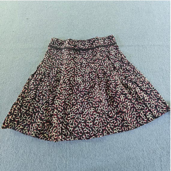 Ann Taylor, VTG Ann Taylor Loft Women's Mini Skirt Sz 0 Black Pink 100% Cotton Casual Party