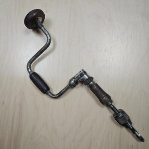 Vintage Handkurbelbohrer Holzgriff Handbohrer/Großbohrer Holzbearbeitung