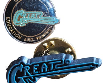 Lot of 2 Vintage Gang Resistance Education and Training Lapel Pins Blue Gold