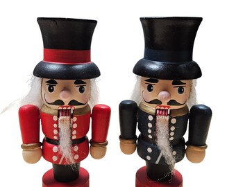 Pair of 5" Nutcracker Soldier Figurine  Wooden Christmas Decor Christmas Holiday