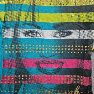 SÄLLSYNT Disney NWT Vintage Hanna Montanna Guld Glittrig Kortärmad T-shirt 10-12 bild 3