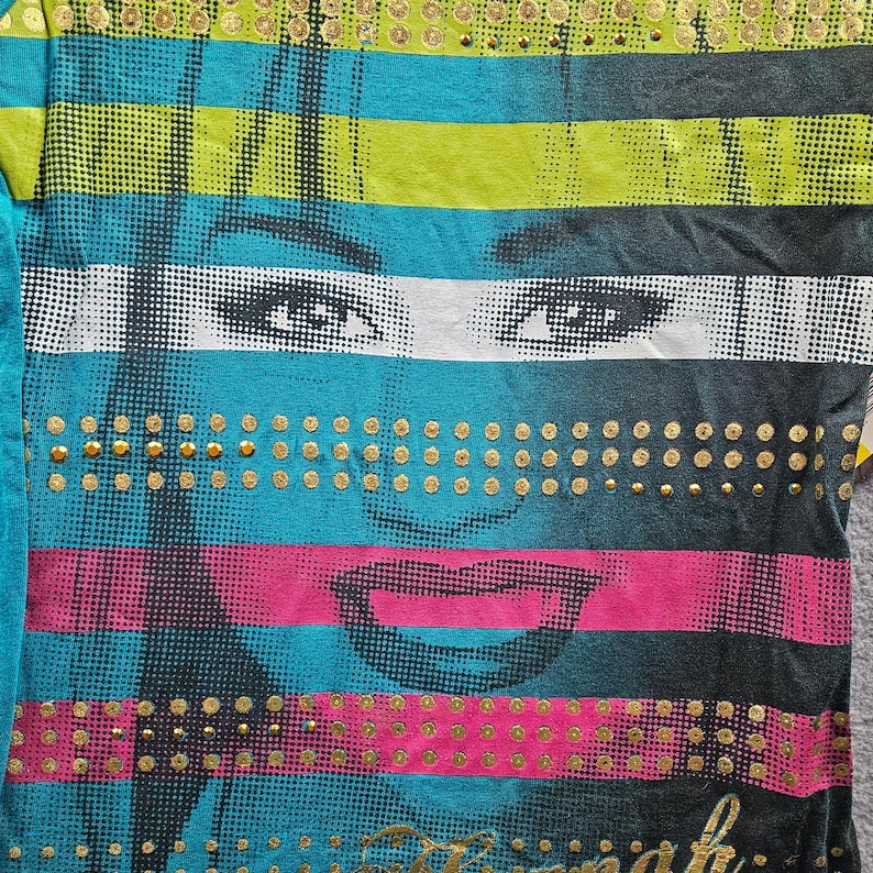 SÄLLSYNT Disney NWT Vintage Hanna Montanna Guld Glittrig Kortärmad T-shirt 10-12 bild 3