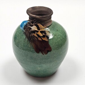 Barbara Heard Signed Raku Art Pottery Spirit Jar Wish Keeper Southwestern VTG