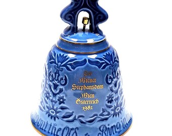 Sino de Ano Novo de porcelana azul vintage de 1982 da Bing & Grondahl, St. Stephens, Viena.