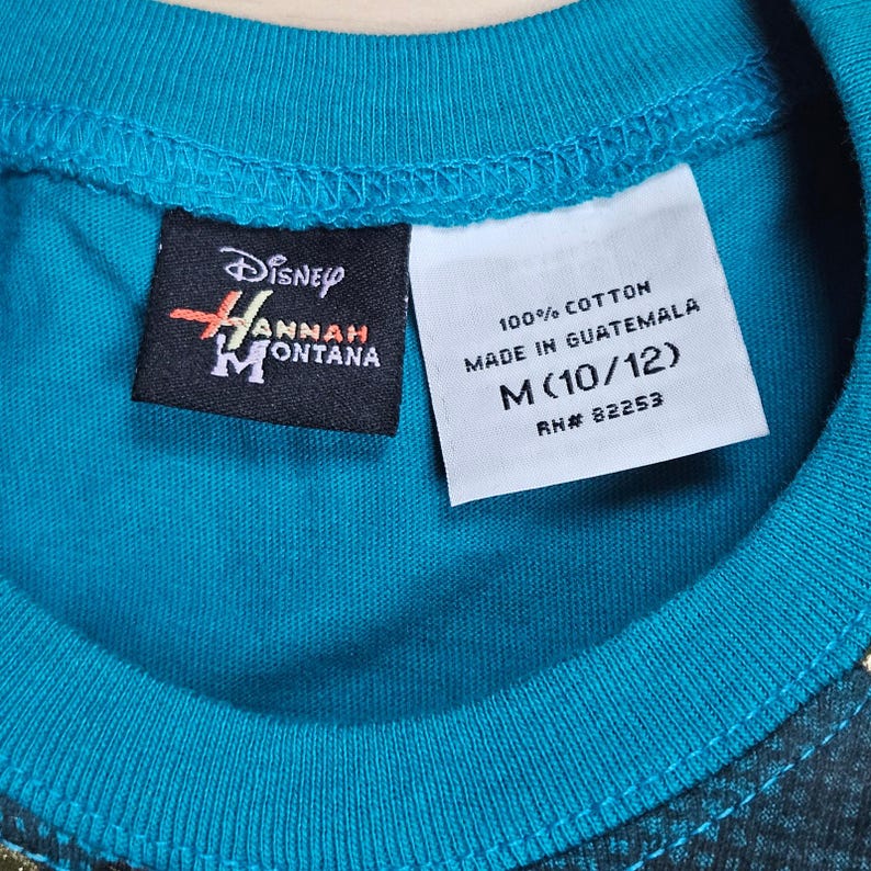 SÄLLSYNT Disney NWT Vintage Hanna Montanna Guld Glittrig Kortärmad T-shirt 10-12 bild 5