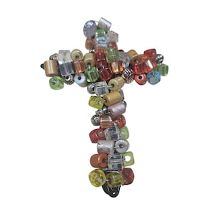 Vintage Handgemachte Kreuz Perlen & Twisted Wire Hängehaken Christian Glaube Einzigartige