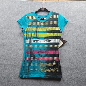 SÄLLSYNT Disney NWT Vintage Hanna Montanna Guld Glittrig Kortärmad T-shirt 10-12 bild 1