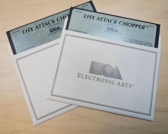 2 Diskette LHX Anhängen Chopper (IBM PC) 1990 Geschmacksmuster Tandy 1000 Familie Spiel