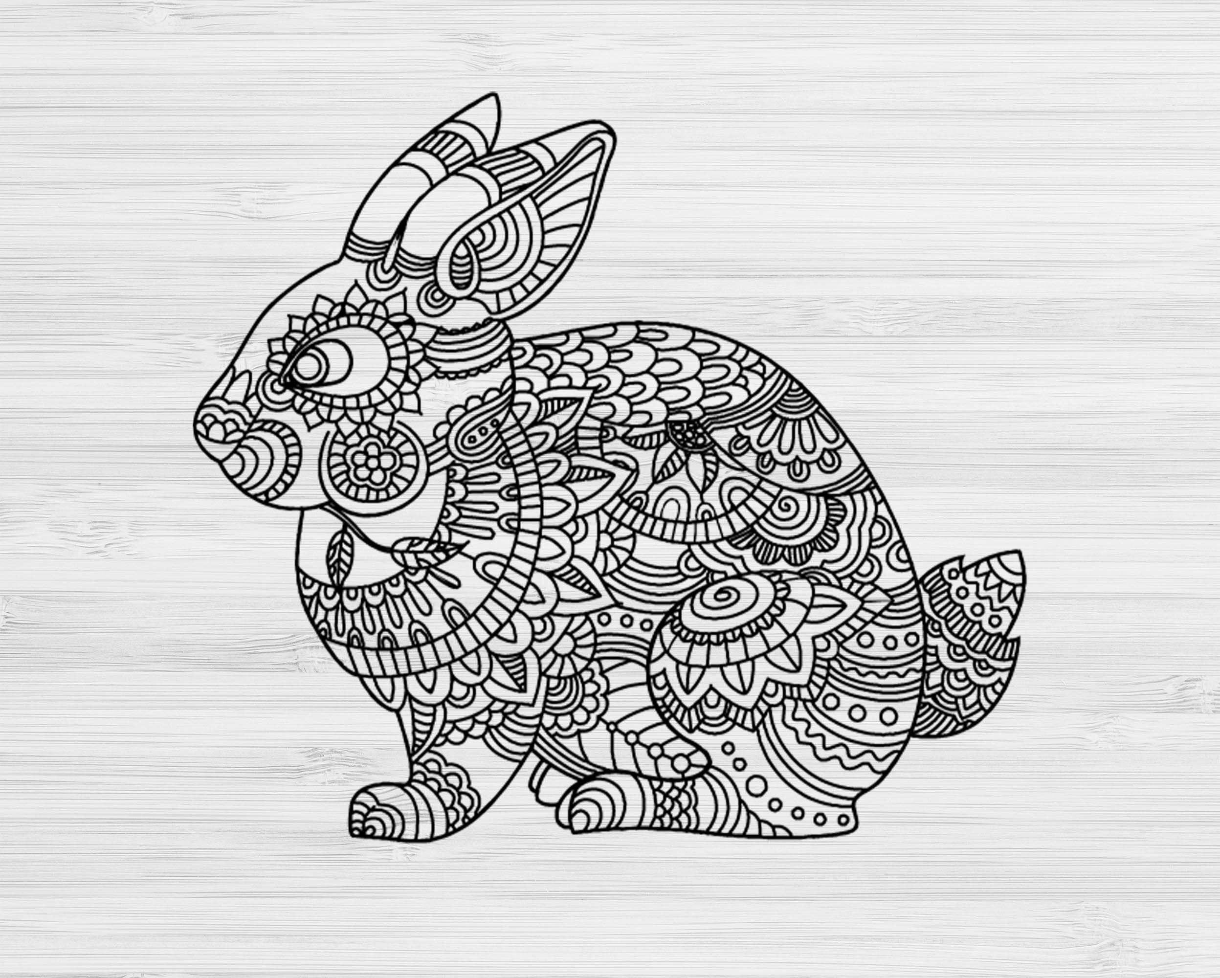 Hase-Tier-Mandala-Farbgebung Kaninchen Zentangle Mandala Svg | Etsy